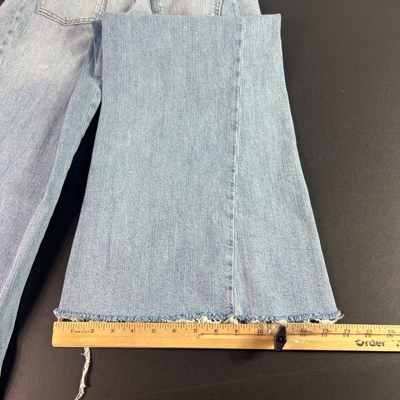 Pilcro Jean Women 27x27* Adi Mid Rise Flare Crop Light Blue Raw Hem Denim Tag 24 - Picture 11 of 16